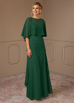 Azazie Bowie Kleider für die Brautmutter A-Linie Chiffon Kleid Dunkelgrün image2