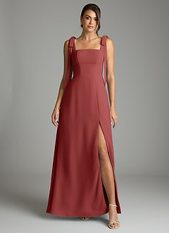 Azazie Debra Bridesmaid Dresses Terracotta A-Line with Pockets Chiffon Convertible Dress image7