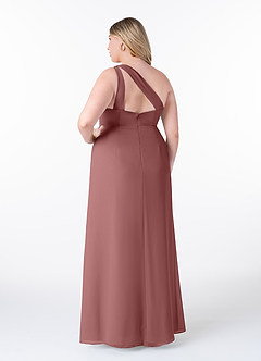 Azazie Maive Bridesmaid Dresses Desert Rose Sheath Pleated Ruffle Chiffon Dress image2