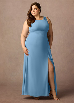 Azazie Galvan vestidos de madre de la novia Vestido de Azul Acero de Gasa de Corte En A con Lentejuela image10