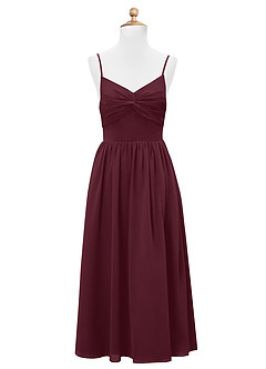 Azazie Zeya Junior A-Linie Chiffon Kleid Cabernetrot image7