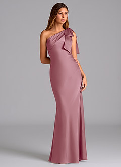 Azazie Yuanna Bridesmaid Dresses Vintage Mauve Mermaid One Shoulder Stretch Satin Dress image5