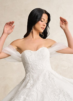 Azazie Mirabelle Vestidos de novia Vestido de Diamante Blanco de Tul de Corte Princesa con Lentejuela image5
