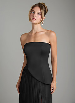 Azazie Tierney Bridesmaid Dresses Black A-Line Strapless Chiffon Convertible Dress image3