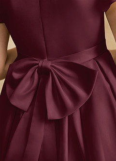 Azazie Pearl Flower Girl Dresses Cabernet Ball-Gown Pleated Matte Satin Dress image8