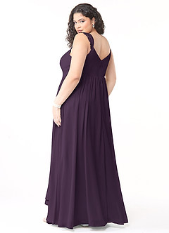 Azazie Cleobella Robes de demoiselle d'honneur Robe Trapèze en Mousseline de soie Dentelle en forme de cœur Prune image11