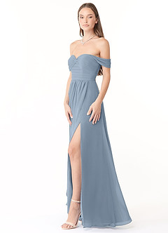 Azazie Millie Final Sale Dusty Blue A-Line Sweetheart Neckline Chiffon Convertible Dress image4