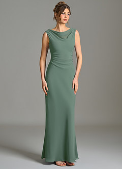 Azazie Kieryn Bridesmaid Dresses Eucalyptus Mermaid Pleated Chiffon Dress image5