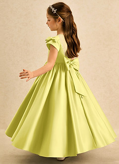 Azazie Toffee Abiti da Ragazza di Fiori Abito Stile Principessa in Raso Opaco Fiocco Canarino image5