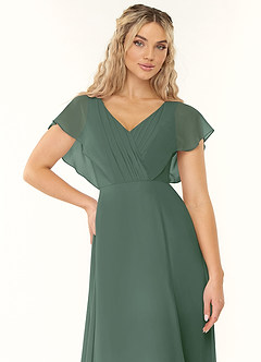 Azazie Rylee Brautjungfernkleider A-Linie Plissee Chiffon Kleid Eukalyptus image5