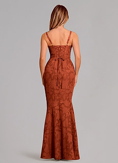 Azazie Aubrey 신부 들러리 드레스 인어 절하다 플로럴 번아웃 바닥 길이 드레스 image5