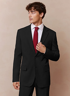 front Savile Black Wool Blend Suit Jacket