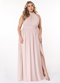 Azazie Iman Bridesmaid Dresses Blushing Pink A-Line A-Line Ruched Chiffon Dress image11