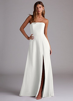 Azazie Wren Bridesmaid Dresses White A-Line Side Slit Chiffon Convertible Dress image5