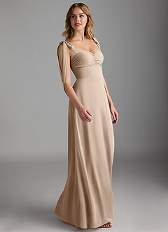Azazie Lizet Bridesmaid Dresses Taupe A-Line Sweetheart Neckline Chiffon Dress image3