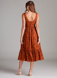 Azazie Alissa Brautjungfernkleider A-Linie mit Taschen Blumen-Burnout Kleid Paprika image8