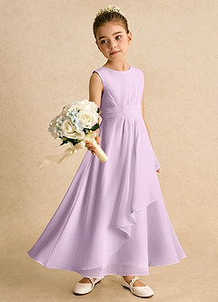 Azazie Edelweiss Blumenmädchenkleider A-Linie Plissee Chiffon Kleid Frostiges Flieder image3