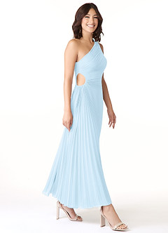Azazie Kirra Jurken voor bruidsmeisjes Jurk van Chiffon met A-Lijn One-Shoulder Hemelsblauw image3