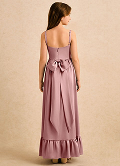 Azazie Maisie Girls Formal Flower Girl Dresses Dusty Rose A-Line Ruched Stretch Satin Dress image2