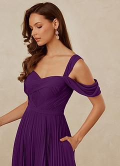 Christian Siriano Bridal for Azazie 1013 Bridesmaid Dresses Grape A-Line Off the Shoulder Chiffon Dress image6
