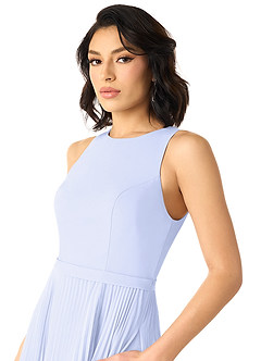 Azazie Lindie Bridesmaid Dresses Lavender A-Line Scoop Pleated Chiffon Dress image4