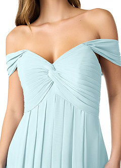 Azazie Kaitlynn Abiti da Damigella Abito Convertibile Impero in Chiffon Increspato Sea Glass image5
