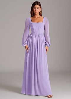 Azazie Maree Bridesmaid Dresses Lilac A-Line Corset Chiffon Dress image5