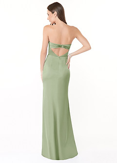 Azazie Leonis Jurken voor bruidsmeisjes Converteerbaar Jurk van Stretch Satijn met Zeemeermin Geplooid Stoffige Salie image5