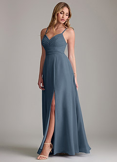 Azazie Terese Bridesmaid Dresses Neptune A-Line Pleated Chiffon Dress image4