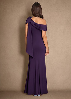 Azazie Myers vestidos de madre de la novia Vestido de Ciruela de Crepé elástico de Sirena con Plisado image2