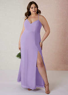 Azazie Manila Bridesmaid Dresses Lilac Sheath V-Neck Chiffon Dress image7