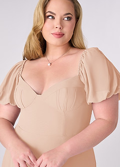 Barbie ♥ Azazie Brautjungfernkleider A-Linie Plissee Chiffon Kleid Englisches Rosa image10