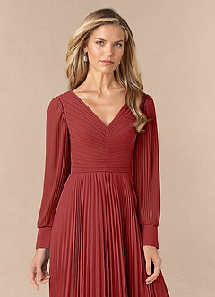 Azazie Zina Mother of the Bride Dresses Rust A-Line Pleated Chiffon Dress image5