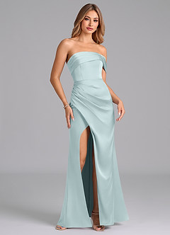 Azazie Lisbeth Bridesmaid Dresses Mist Mermaid Off the Shoulder Stretch Satin Convertible Dress image4