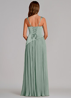 Azazie Stephanie Bridesmaid Dresses Agave A-Line Pleated Stretch Satin Dress image5