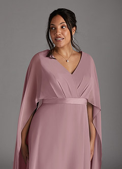 Azazie Isa Mother of the Bride Dresses Dusty Rose A-Line V-Neck Pleated Chiffon Dress image11
