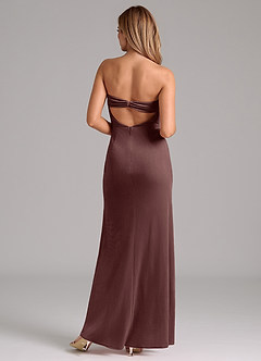Azazie Leonis Bridesmaid Dresses Espresso Mermaid Strapless Velvet Dress image6