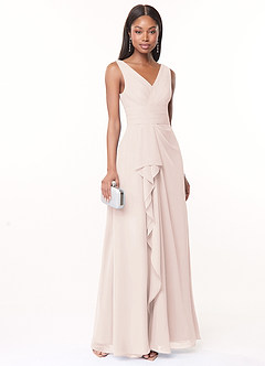 Azazie Julianna Robes de demoiselle d'honneur Robe Trapèze en Mousseline de soie Rose Pétale image1