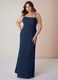 Azazie Tayla Bridesmaid Dresses Dark Navy Sheath Square Neckline Chiffon Dress image6