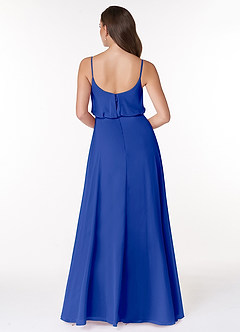 Azazie Lupe Bridesmaid Dresses Royal Blue A-Line Scoop Blouson Chiffon Dress image2