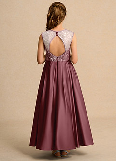 Azazie Candy Girl Jurken voor bloemenmeisjes Baljurk Jurk van Mat Satijn Boog Woestijnroos image3