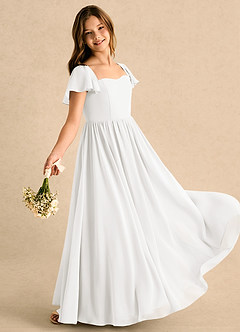 Azazie Patsy Girls Formal Flower Girl Dresses Ivory A-Line Sweetheart Neckline Chiffon Dress image3