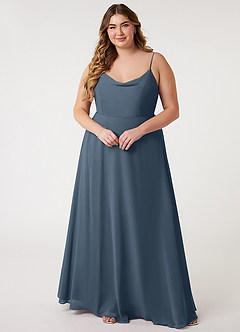 Azazie Daenerys 신부 들러리 드레스 A라인 쉬폰 플로어 길이 드레스 image8