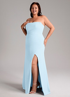 Azazie Leonis Bridesmaid Dresses Sky Blue Sheath Strapless Chiffon Convertible Dress image13