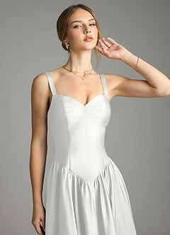 Azazie Evadina Suknie dla druhen Linia A Gorset Satyna elastyczna Do ziemi Sukienka image5