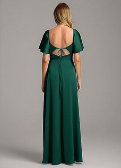 Azazie Chloe Bridesmaid Dresses Emerald A-Line Sweetheart Neckline Stretch Satin Dress image3