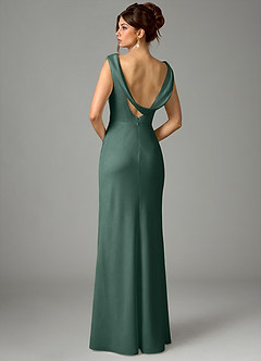 Azazie Kieryn Bridesmaid Dresses Eucalyptus Mermaid Pleated Stretch Satin Dress image6
