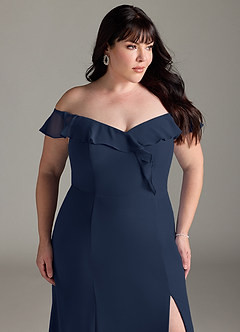 Azazie Sophie Bridesmaid Dresses Dark Navy A-Line Off the Shoulder Chiffon Convertible Dress image11