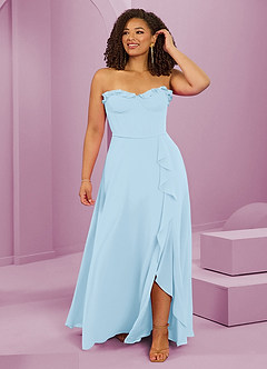 Barbie ♥ Azazie Abiti da Damigella Abito A-Line in Chiffon Scollo a Cuore Azzurro image8