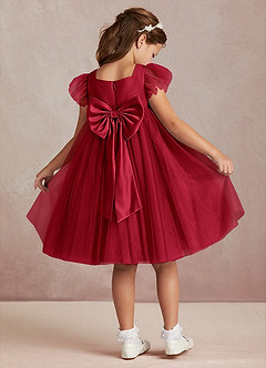 Azazie Kalio Flower Girl Dresses Scarlet A-Line with Sleeves Tulle Dress image1